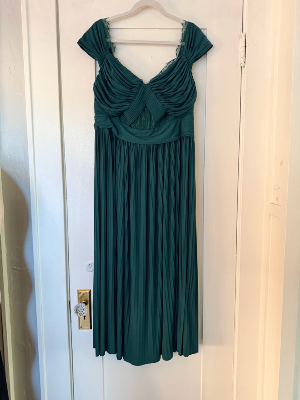 Elegant Teal Peekaboo Cap-Sleeve Dress